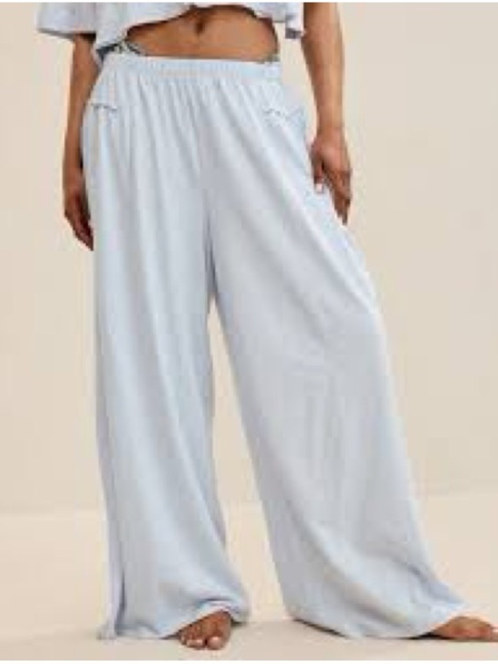 aerie happiest wide leg in Pale Blue Wide-Leg Lounge Pants
